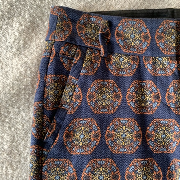 LOFT - Marisa Navy Blue Brocade Ankle Trouser - Picture 8 of 14